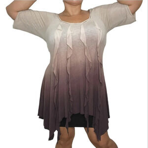 XCVI Tunic Ripple Ombre  Tan Brown Sz L